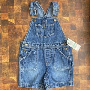 Baby Green Dog Short Denim Overalls